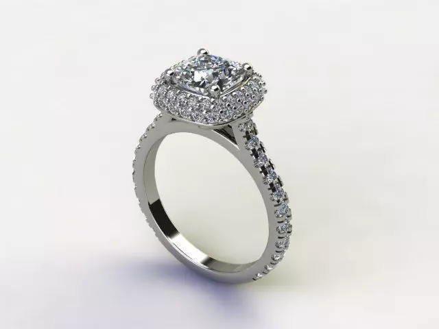 10004 diamond engagement ring with halo setting 3D print model_0
