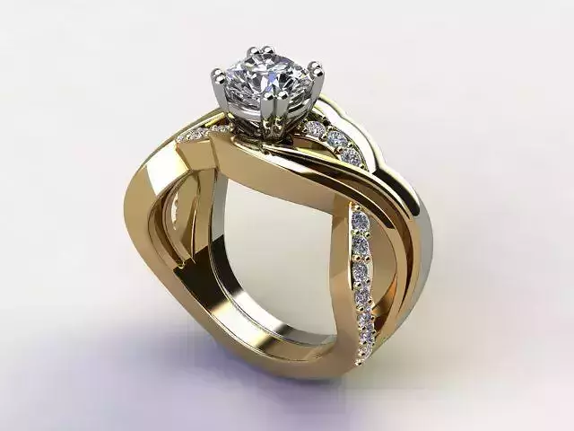 10007 diamond engagement ring in two tone gold and gold