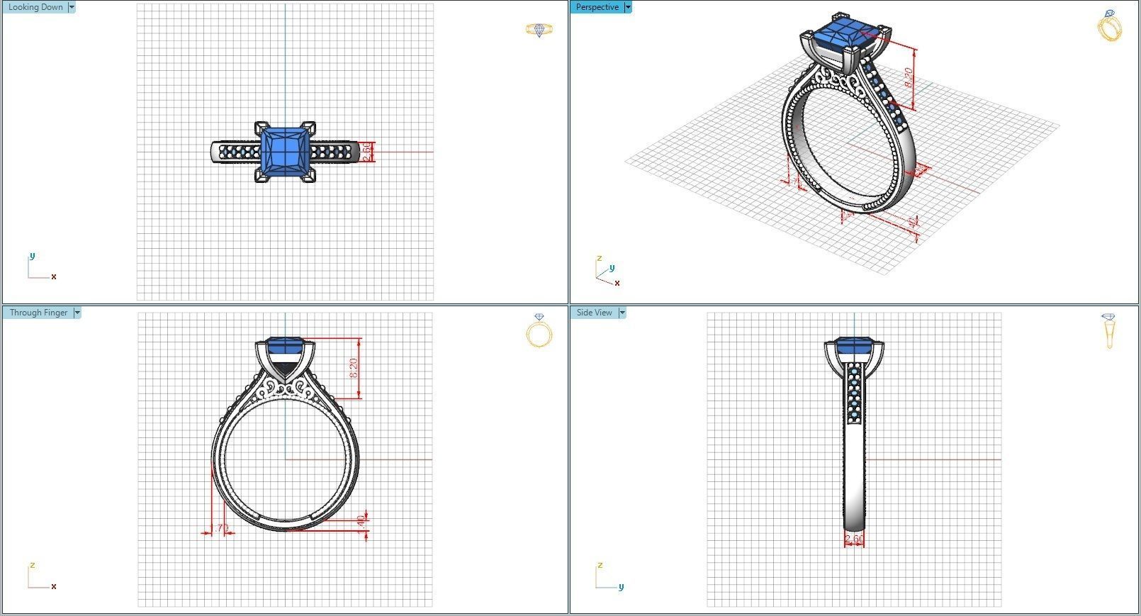 10010 princess cut engagement ring 3D print model_5