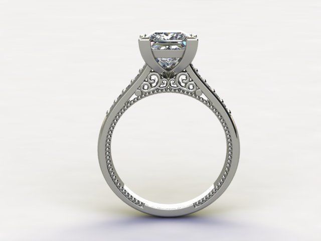 10010 princess cut engagement ring 3D print model_1