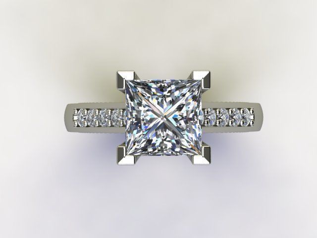 10010 princess cut engagement ring 3D print model_3