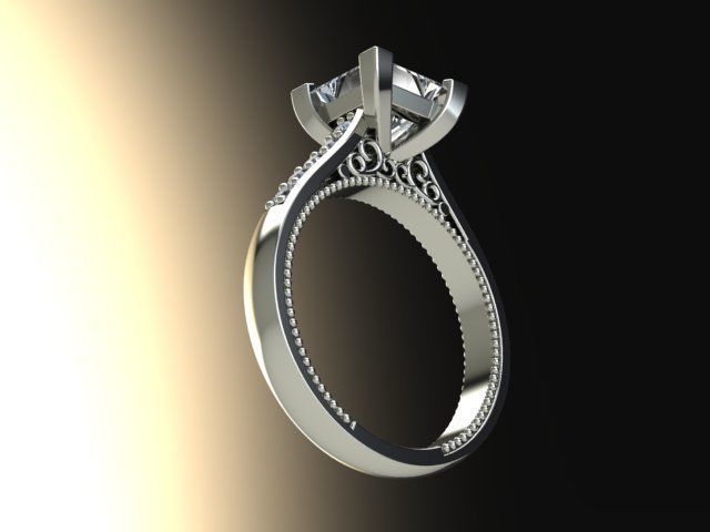 10010 princess cut engagement ring 3D print model_4