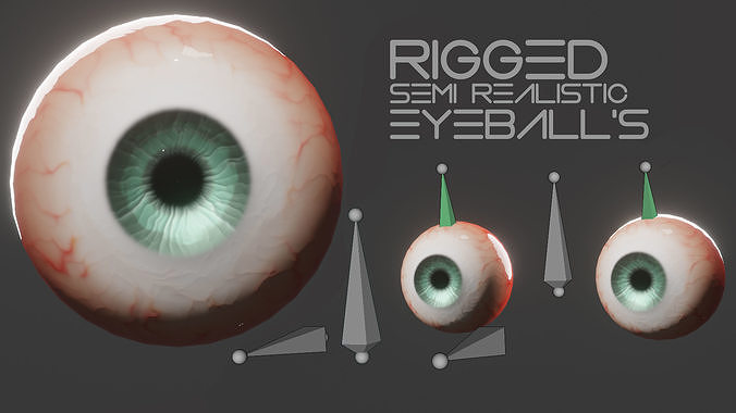 Rigged Semi Realistic Low-poly Eyeballs Low-poly 3D model