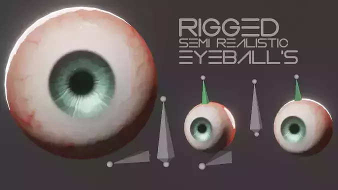 Rigged Semi Realistic Low-poly Eyeballs Low-poly 3D model