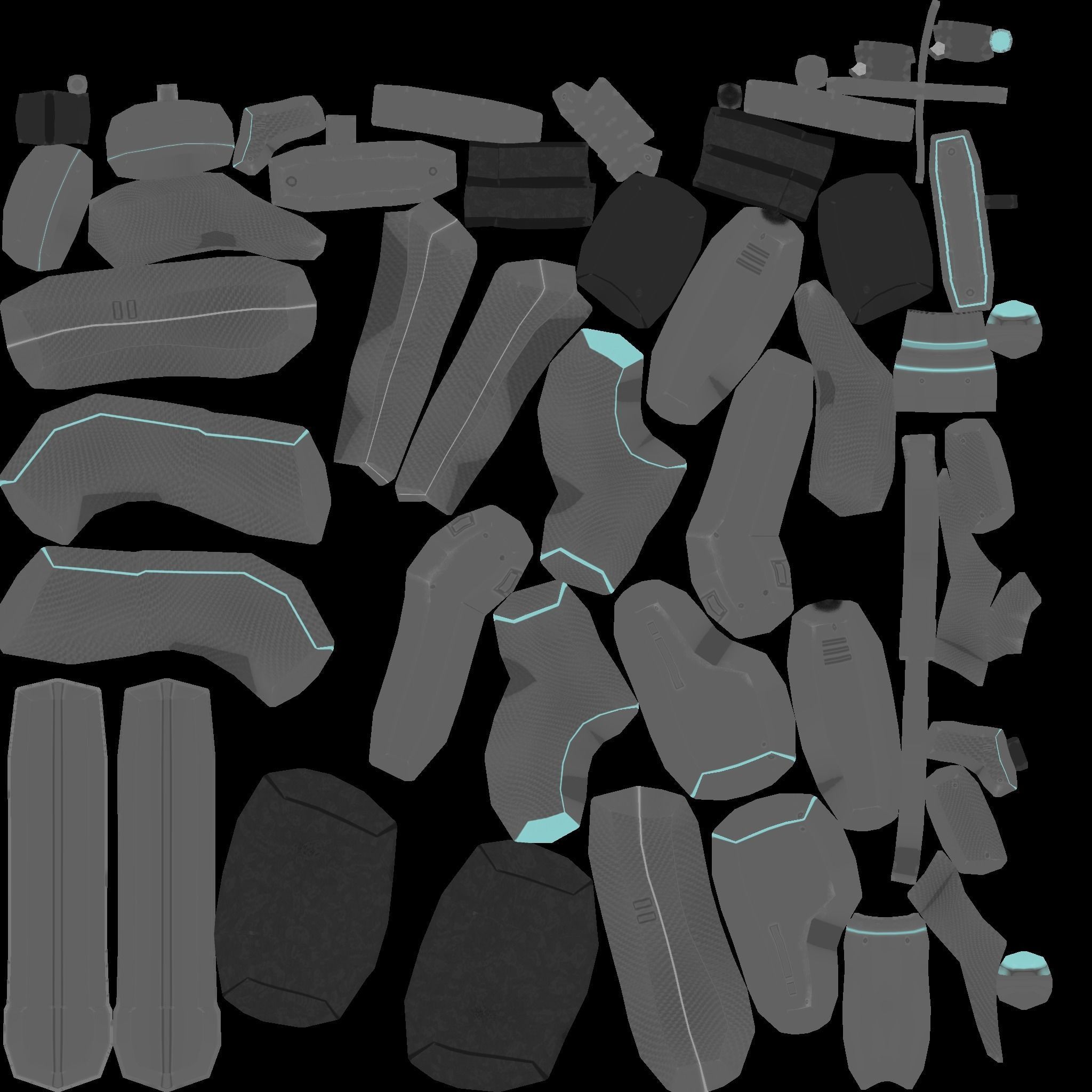 Sci-Fi P90 Carbon Fiber - Gun Weaponry Low-poly 3D model_26