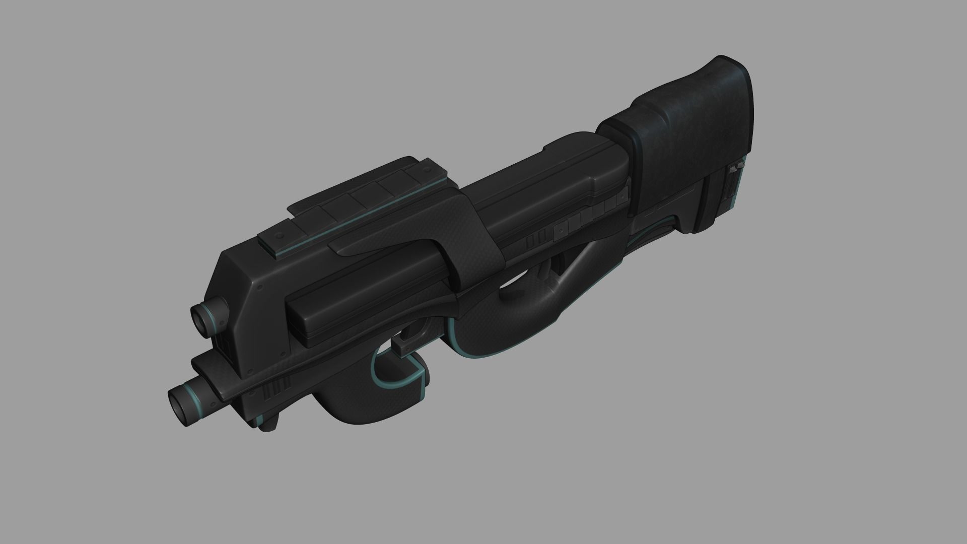Sci-Fi P90 Carbon Fiber - Gun Weaponry Low-poly 3D model_5