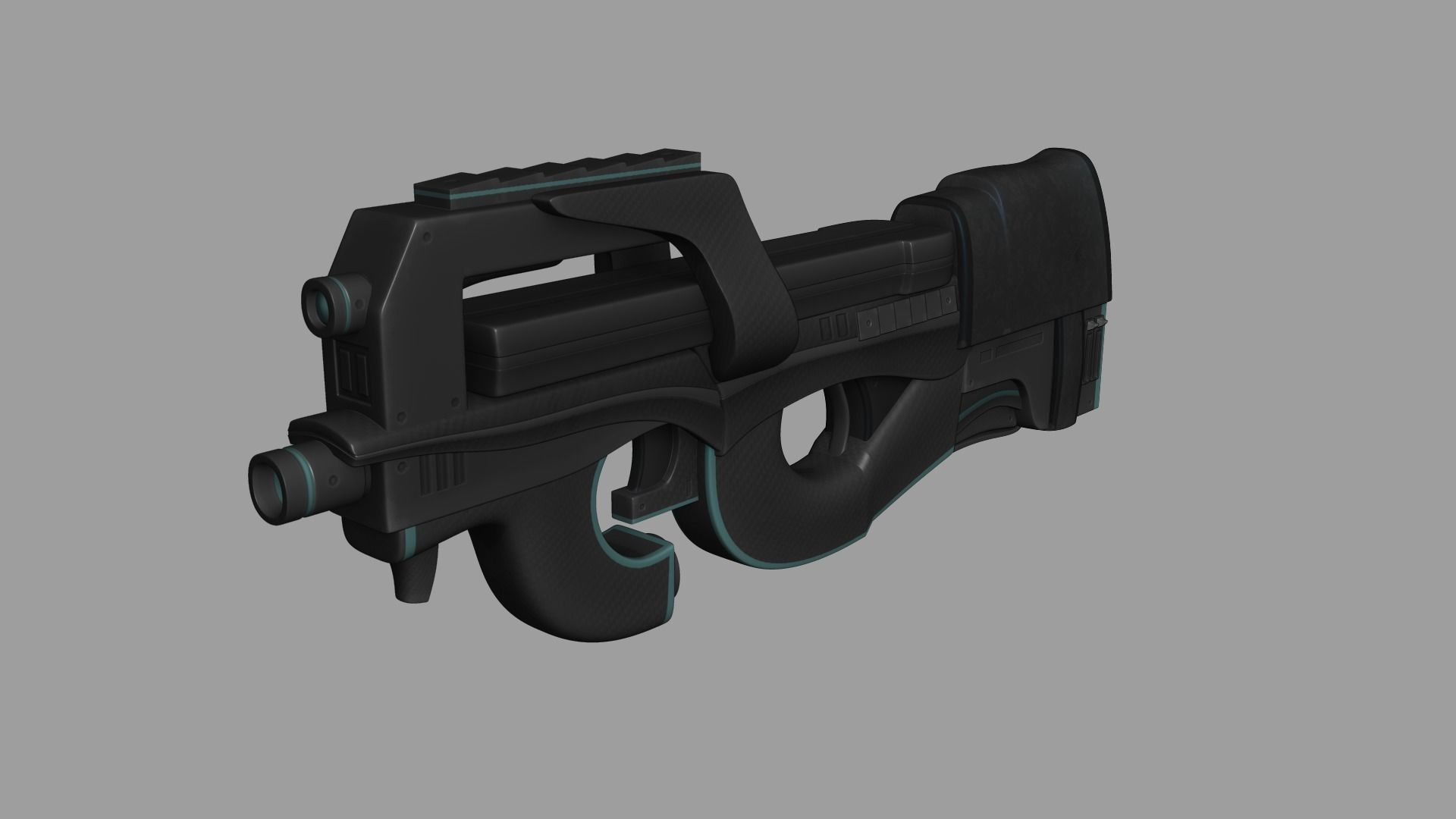 Sci-Fi P90 Carbon Fiber - Gun Weaponry Low-poly 3D model_1