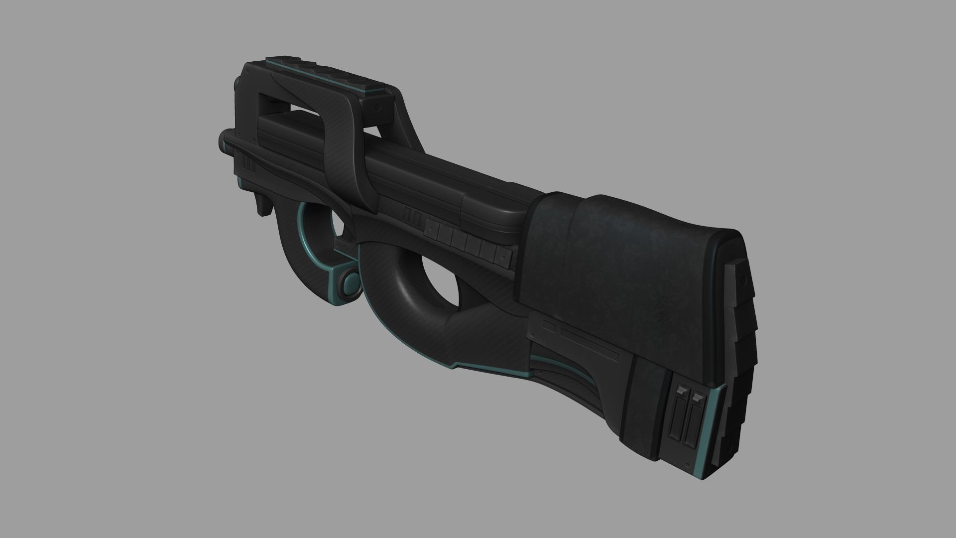 Sci-Fi P90 Carbon Fiber - Gun Weaponry Low-poly 3D model_2
