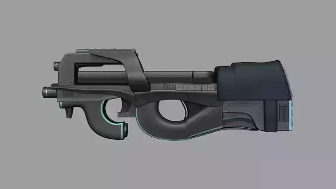 Sci-Fi P90 Carbon Fiber - Gun Weaponry Low-poly 3D model
