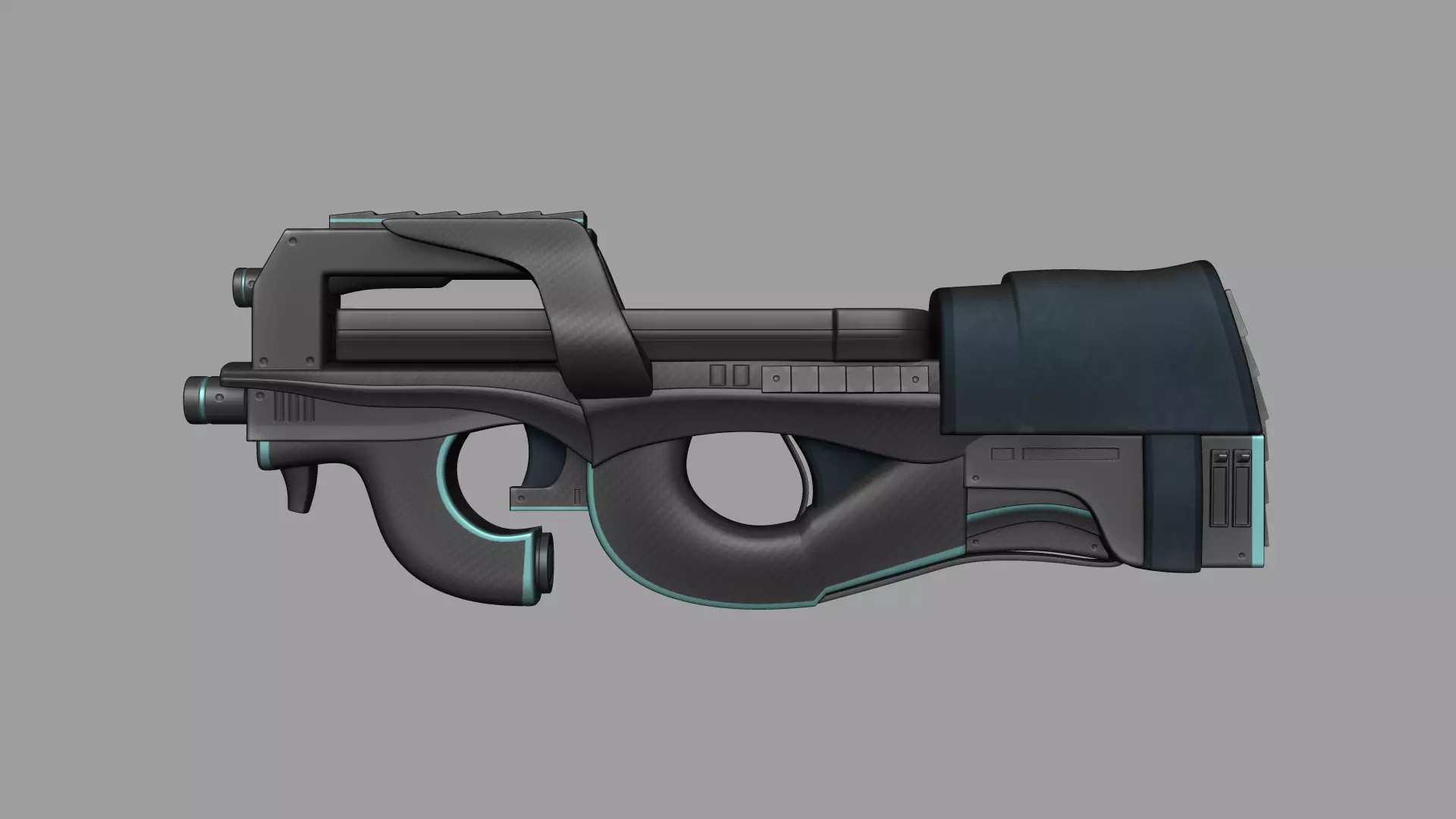 Sci-Fi P90 Carbon Fiber - Gun Weaponry Low-poly 3D model_0