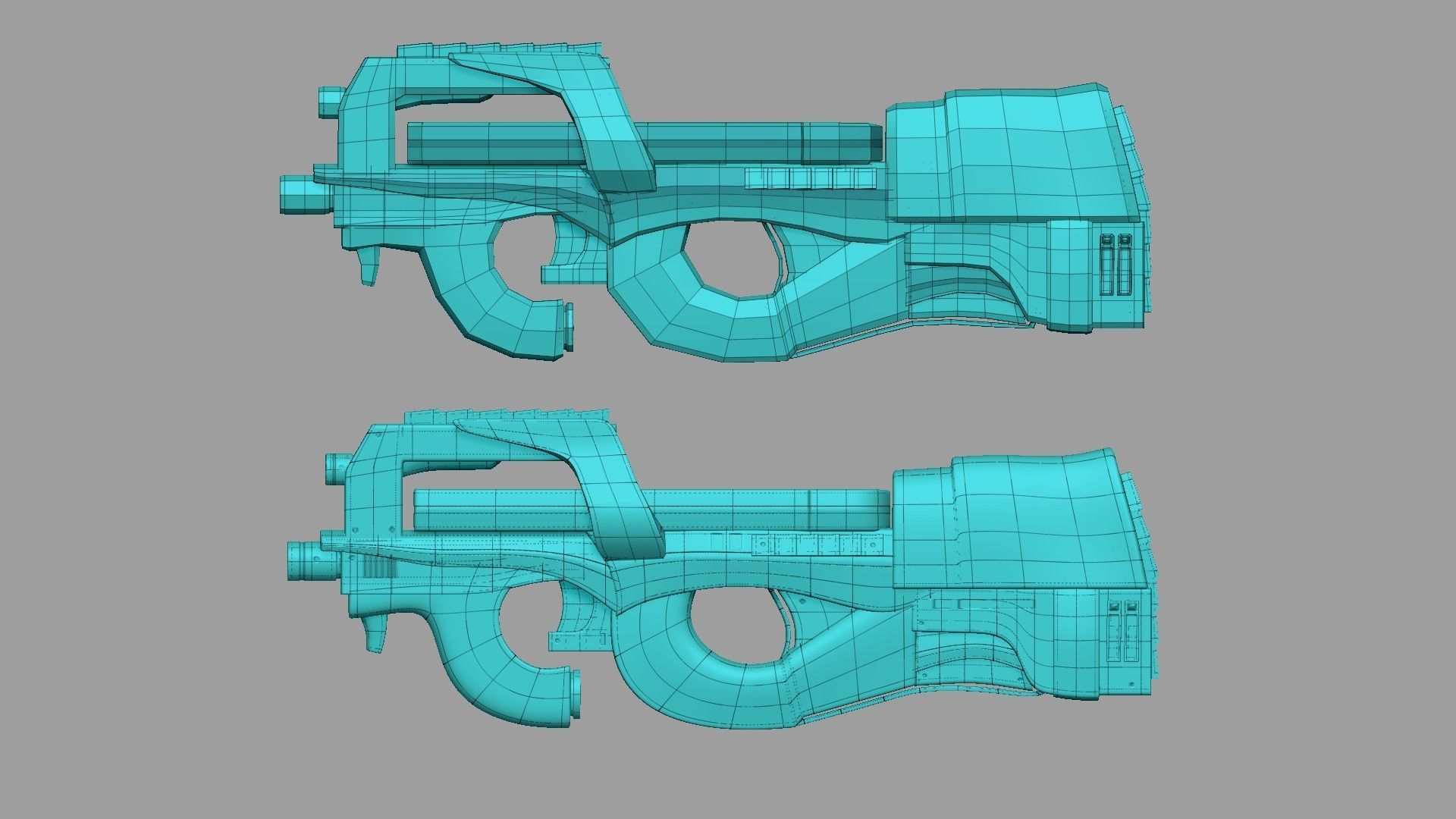 Sci-Fi P90 Carbon Fiber - Gun Weaponry Low-poly 3D model_17