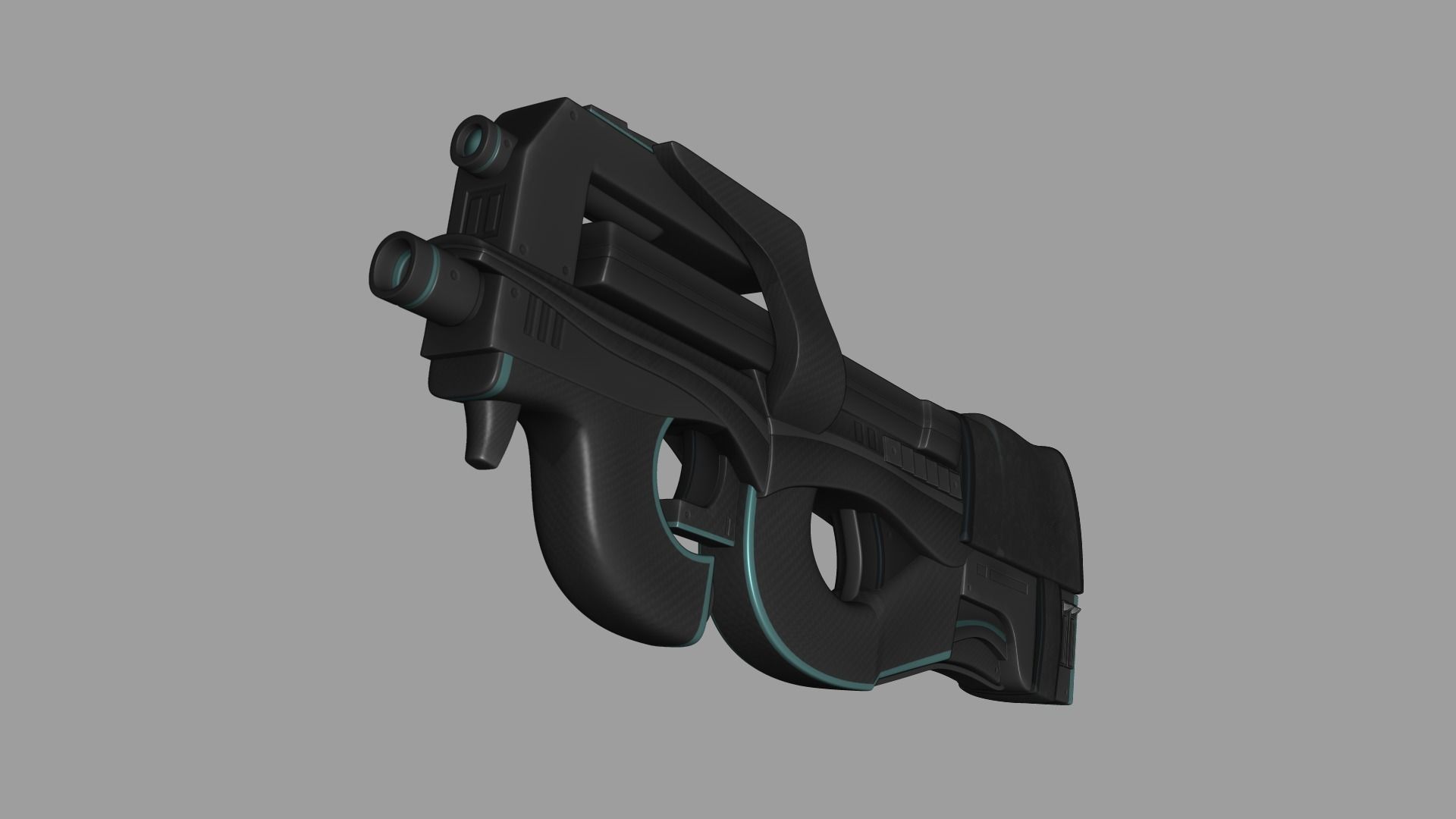 Sci-Fi P90 Carbon Fiber - Gun Weaponry Low-poly 3D model_4