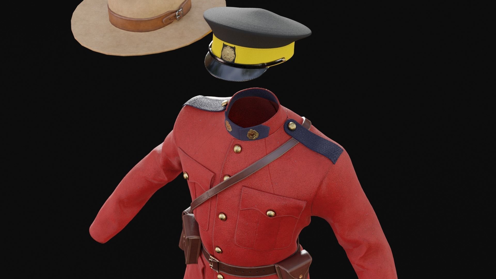 Canadian Mountie Uniform Low-poly 3D model_2