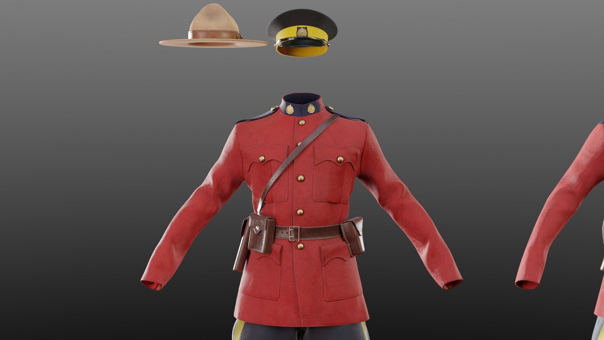 Canadian Mountie Uniform Low-poly 3D model_5