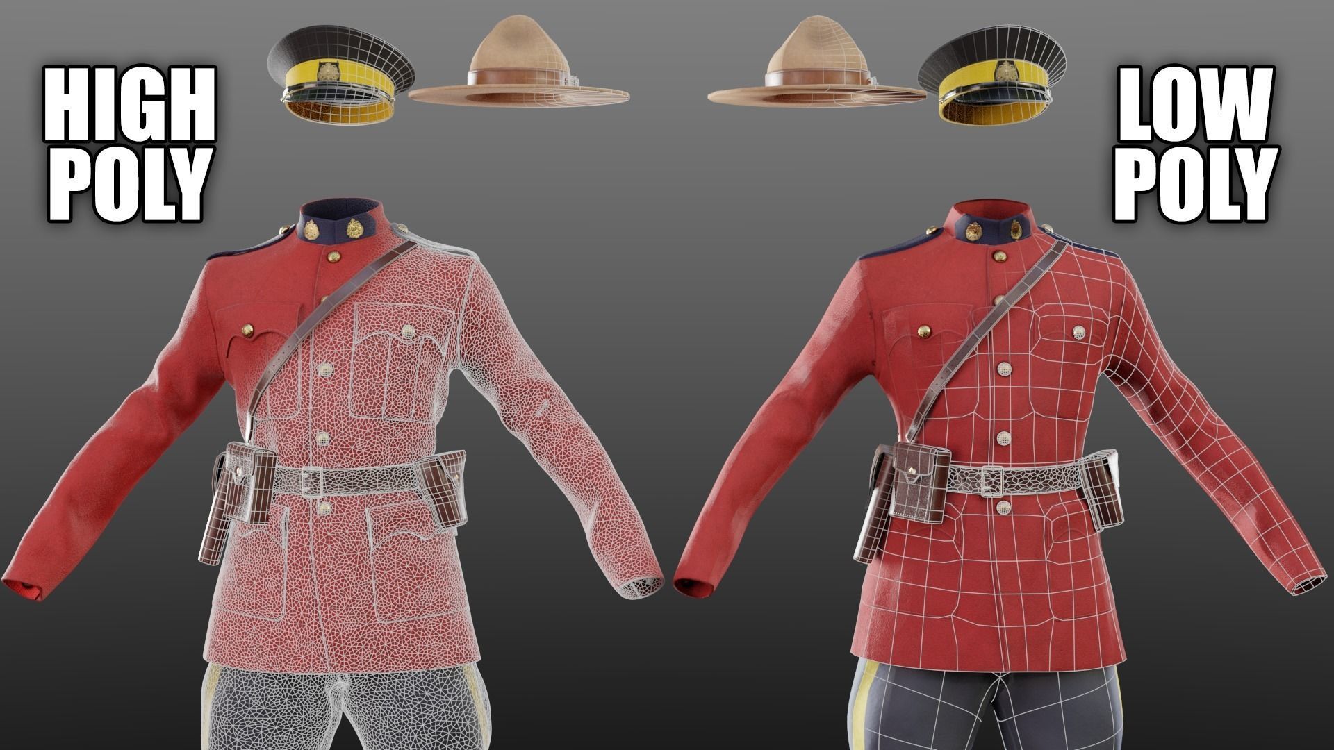 Canadian Mountie Uniform Low-poly 3D model_1