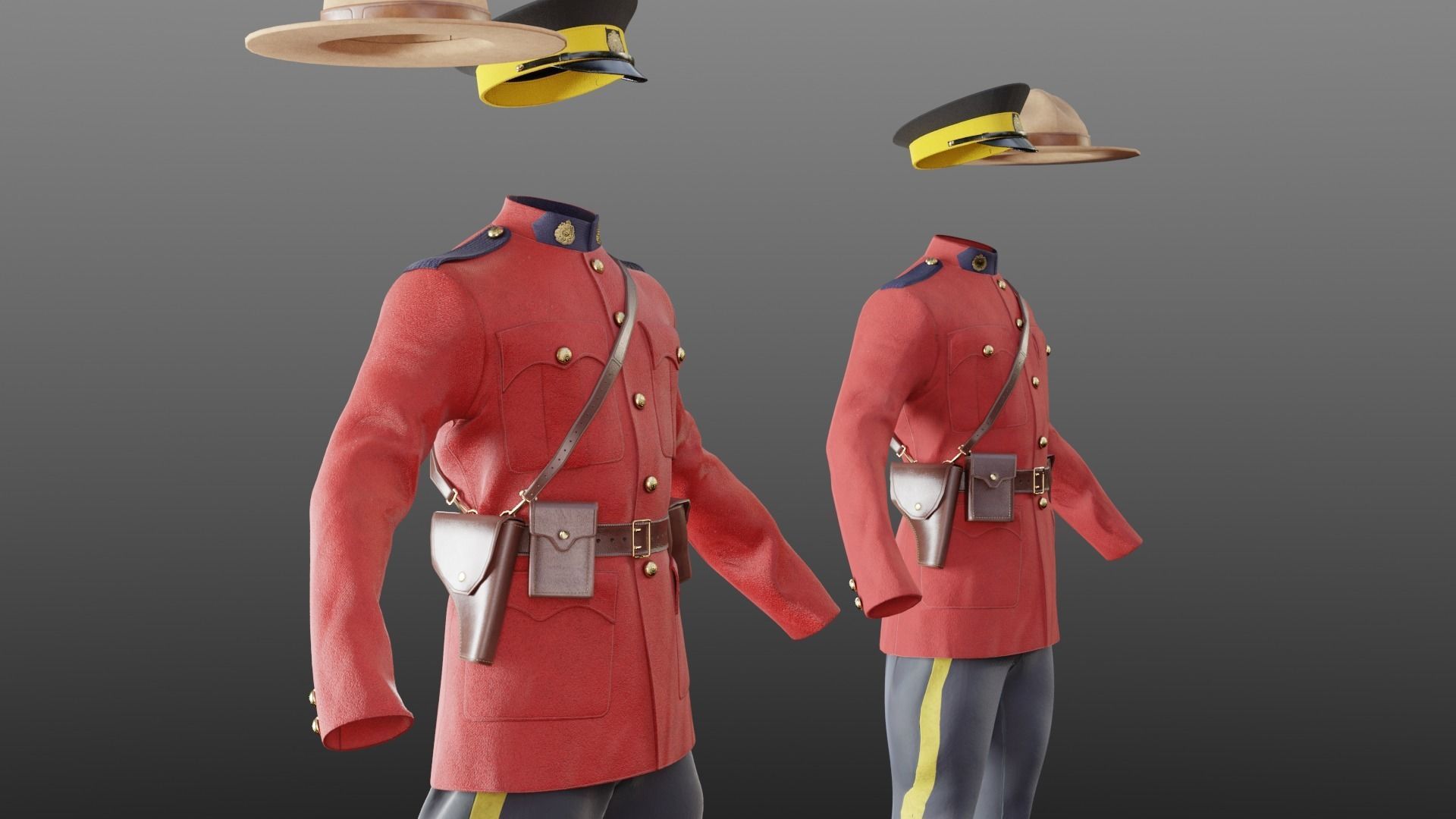 Canadian Mountie Uniform Low-poly 3D model_3