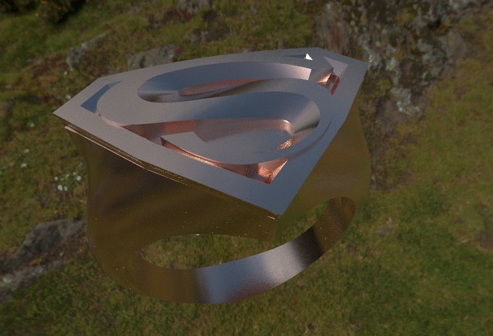 Superman logo ring 3D print model_3