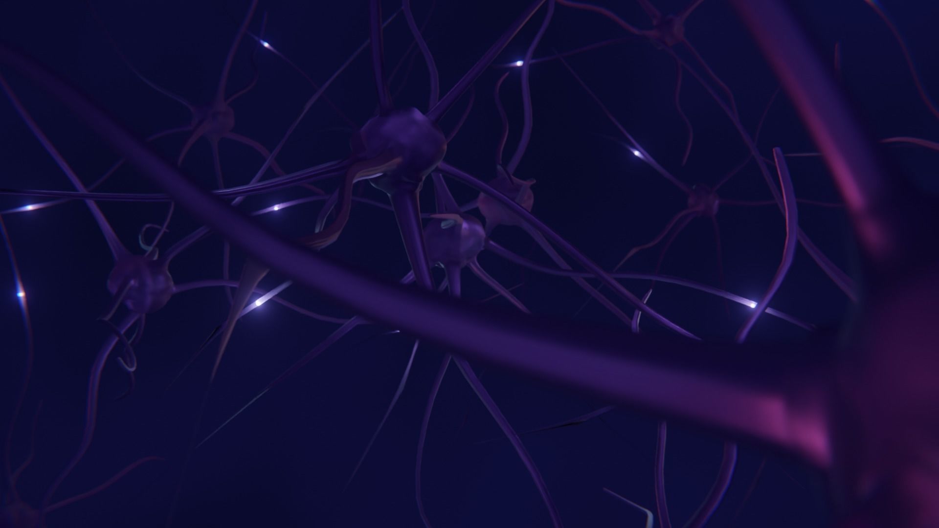 Brain Neuron With Animated Electrical Pulses 3D model_3
