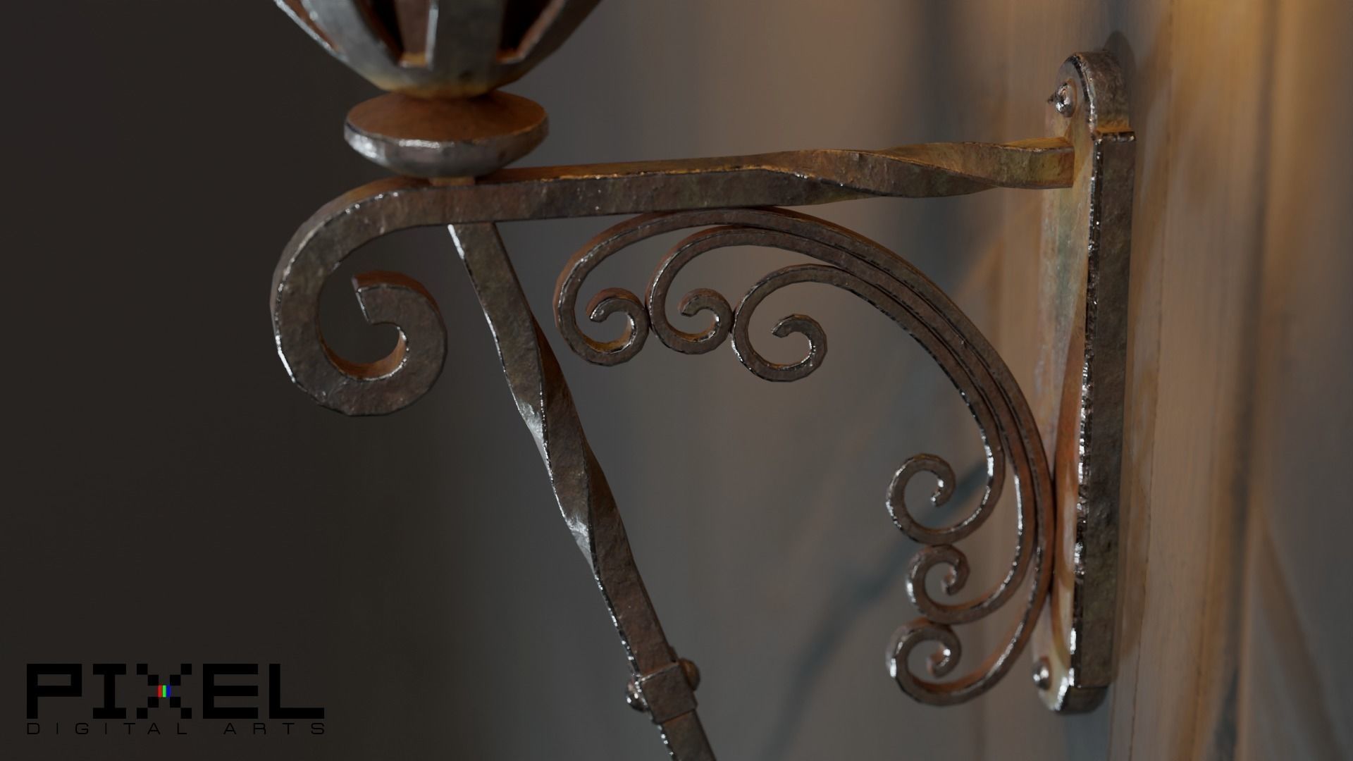 Medieval Iron Wall Torch - Game Ready Low-poly 3D model_3