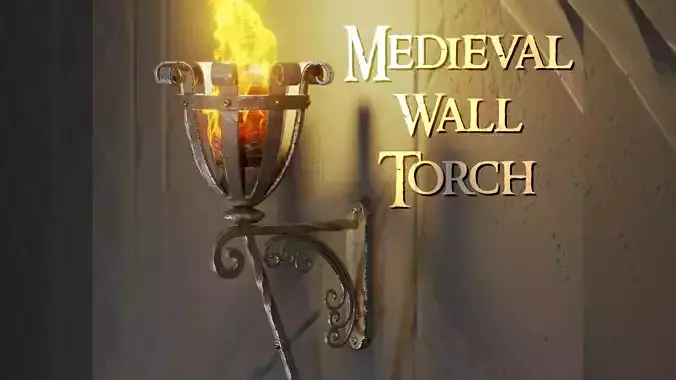 Medieval Iron Wall Torch - Game Ready Low-poly 3D model