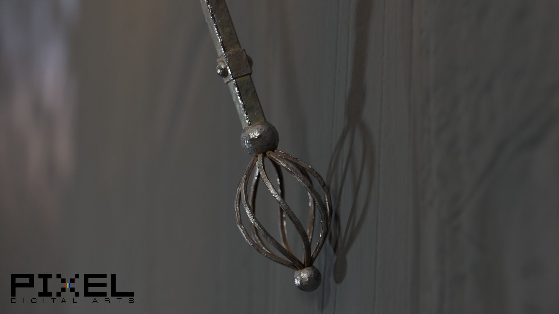 Medieval Iron Wall Torch - Game Ready Low-poly 3D model_6