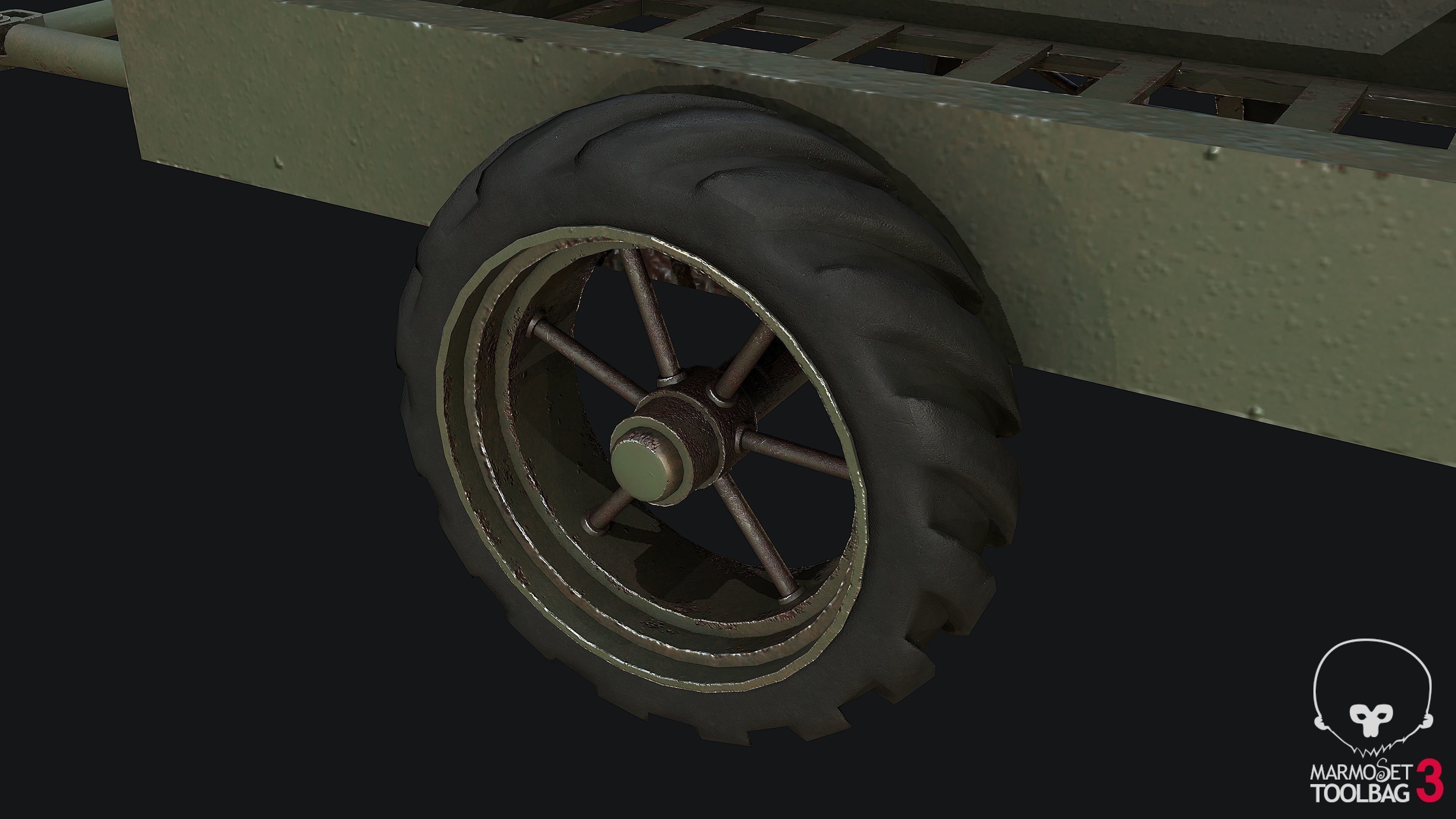 WW2Trailer Empty PBR Low-poly 3D model_1