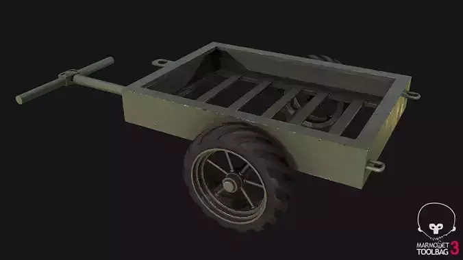 WW2Trailer Empty PBR Low-poly 3D model
