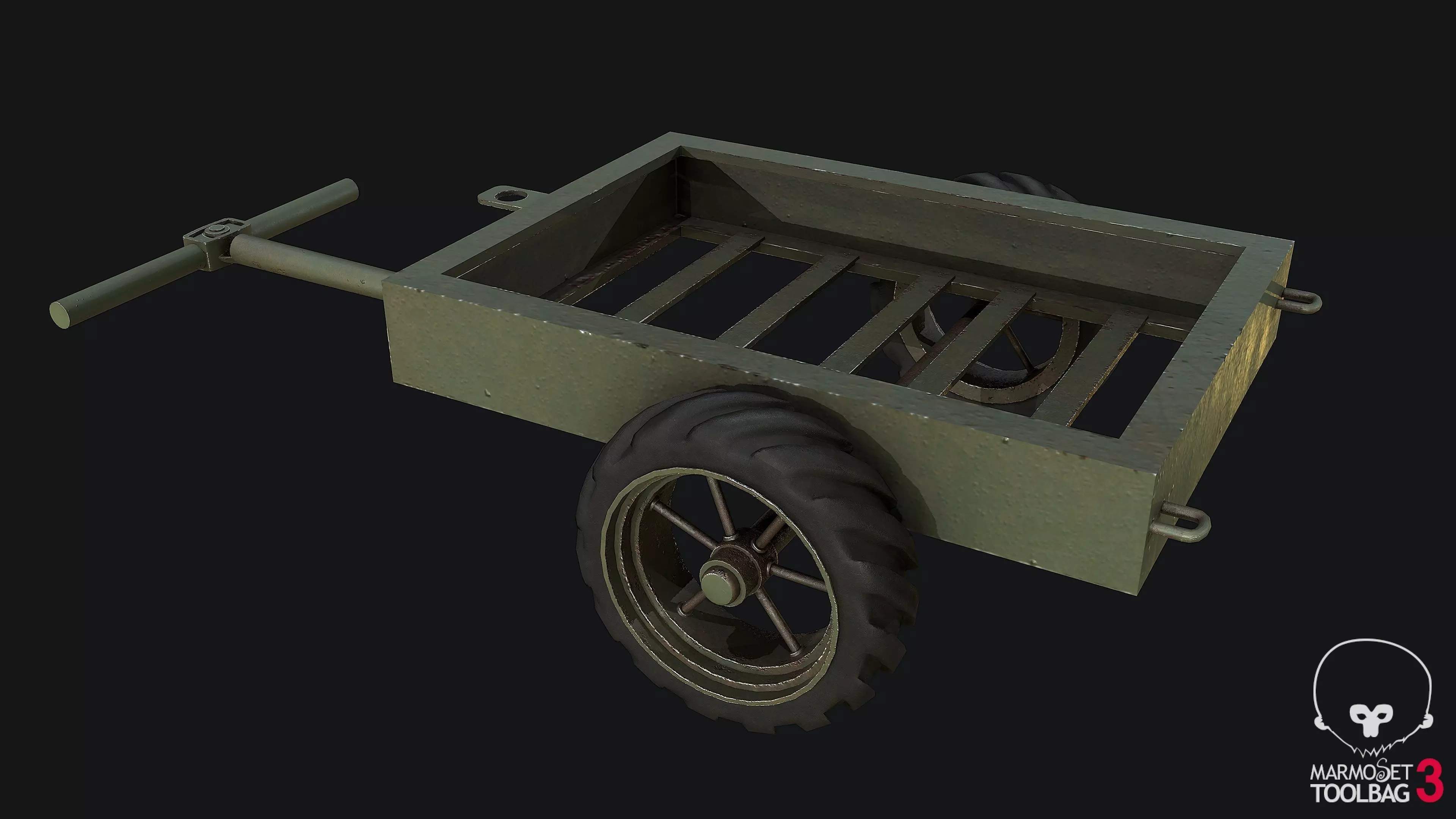 WW2Trailer Empty PBR Low-poly 3D model_0