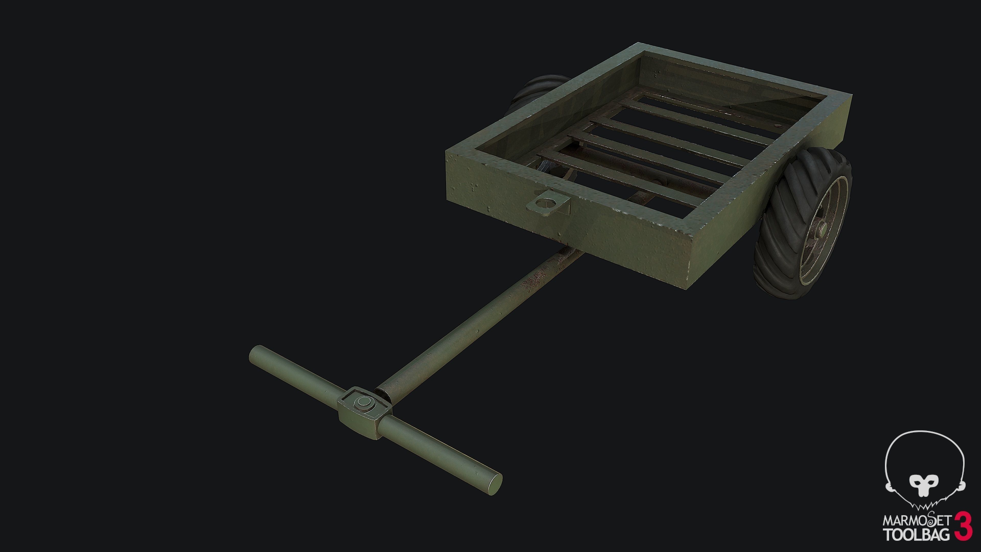 WW2Trailer Empty PBR Low-poly 3D model_3