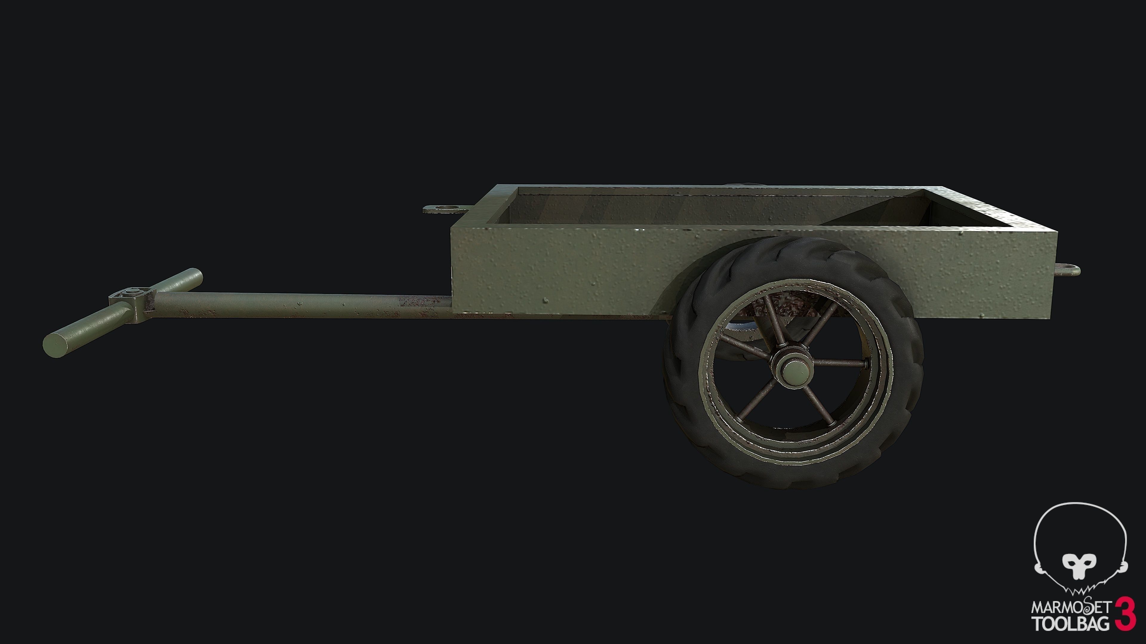 WW2Trailer Empty PBR Low-poly 3D model_4