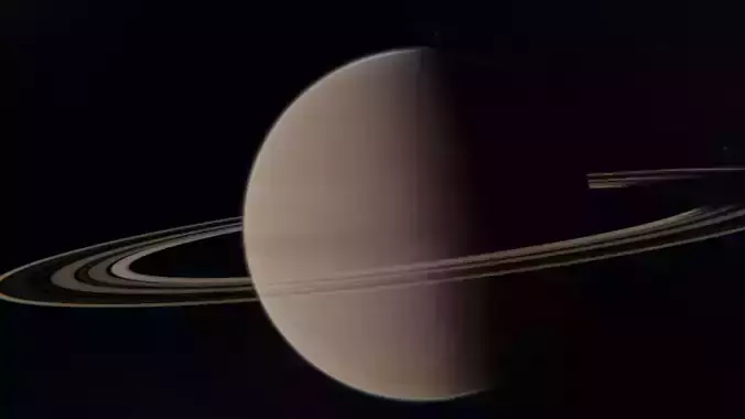 Saturn With Photorealistic Rings and Atmosphere