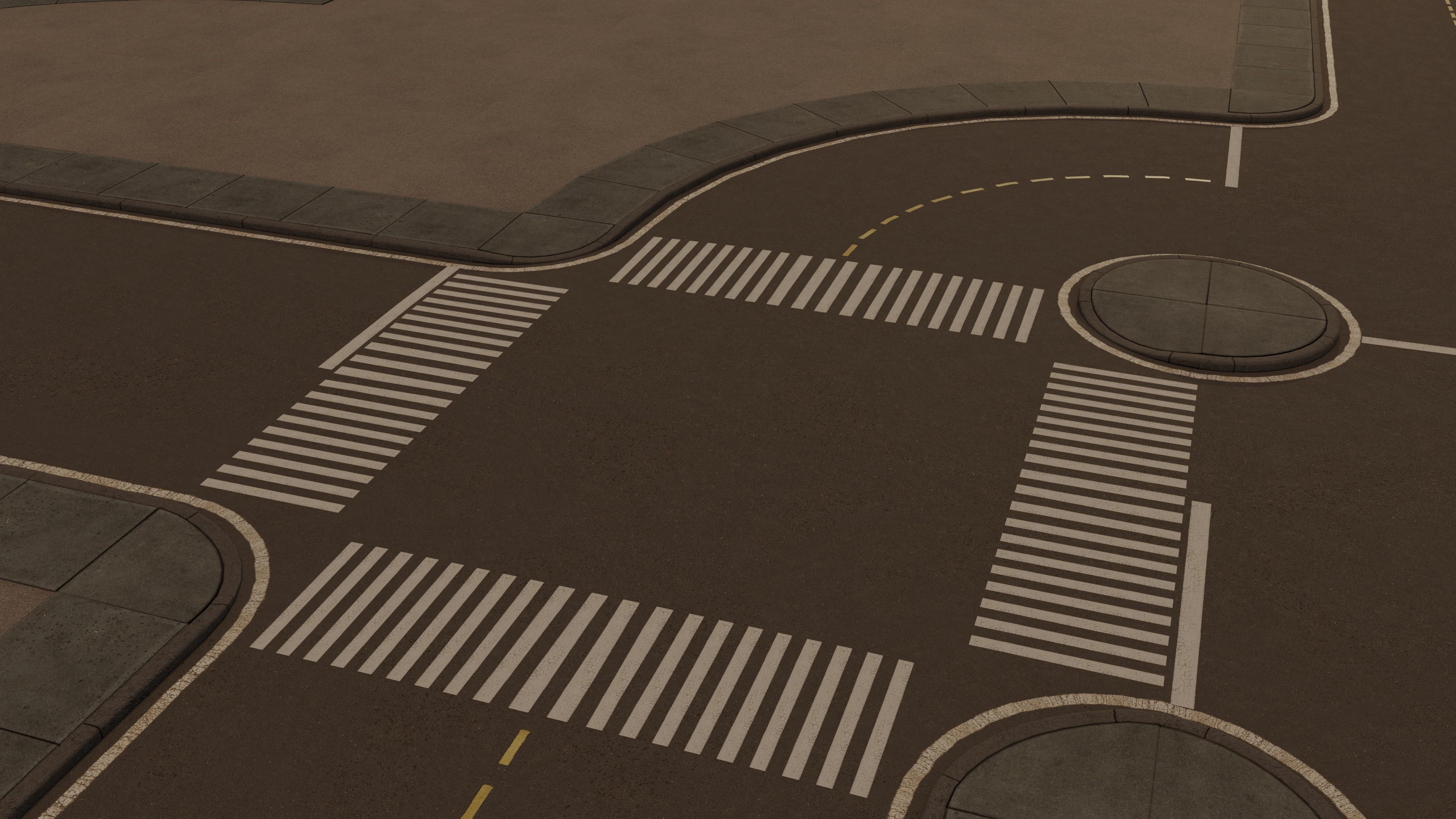 Modular Town Road Set Low-poly 3D model_2