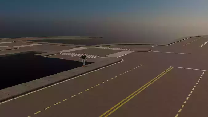 Modular Town Road Set Low-poly 3D model