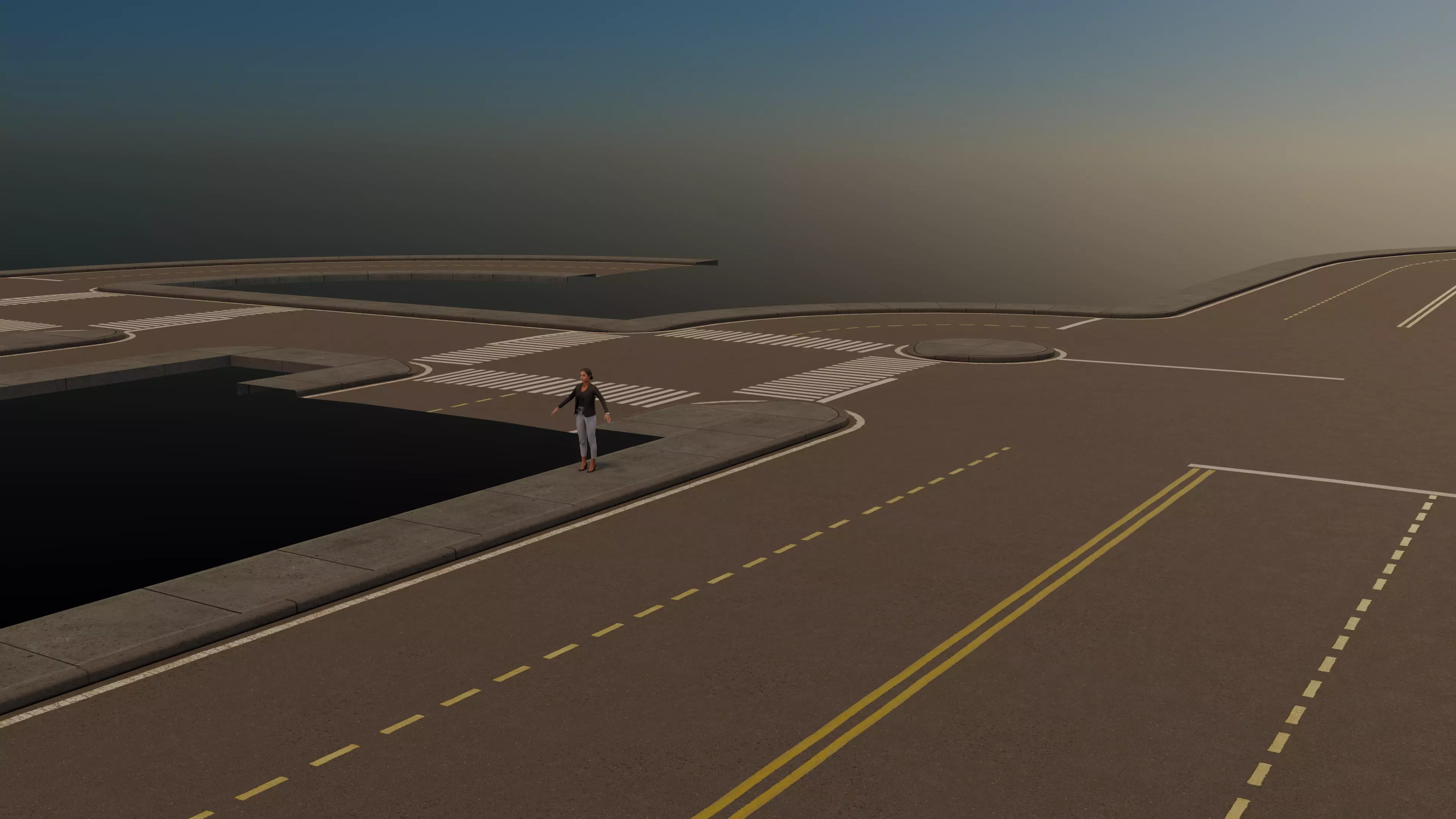 Modular Town Road Set Low-poly 3D model_0