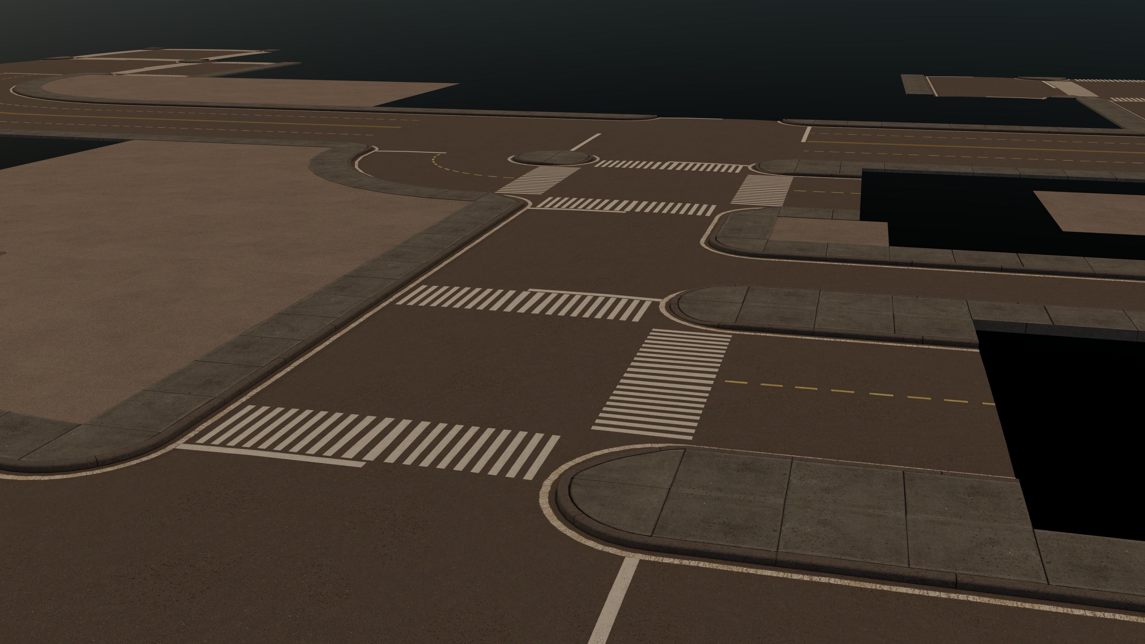 Modular Town Road Set Low-poly 3D model_1