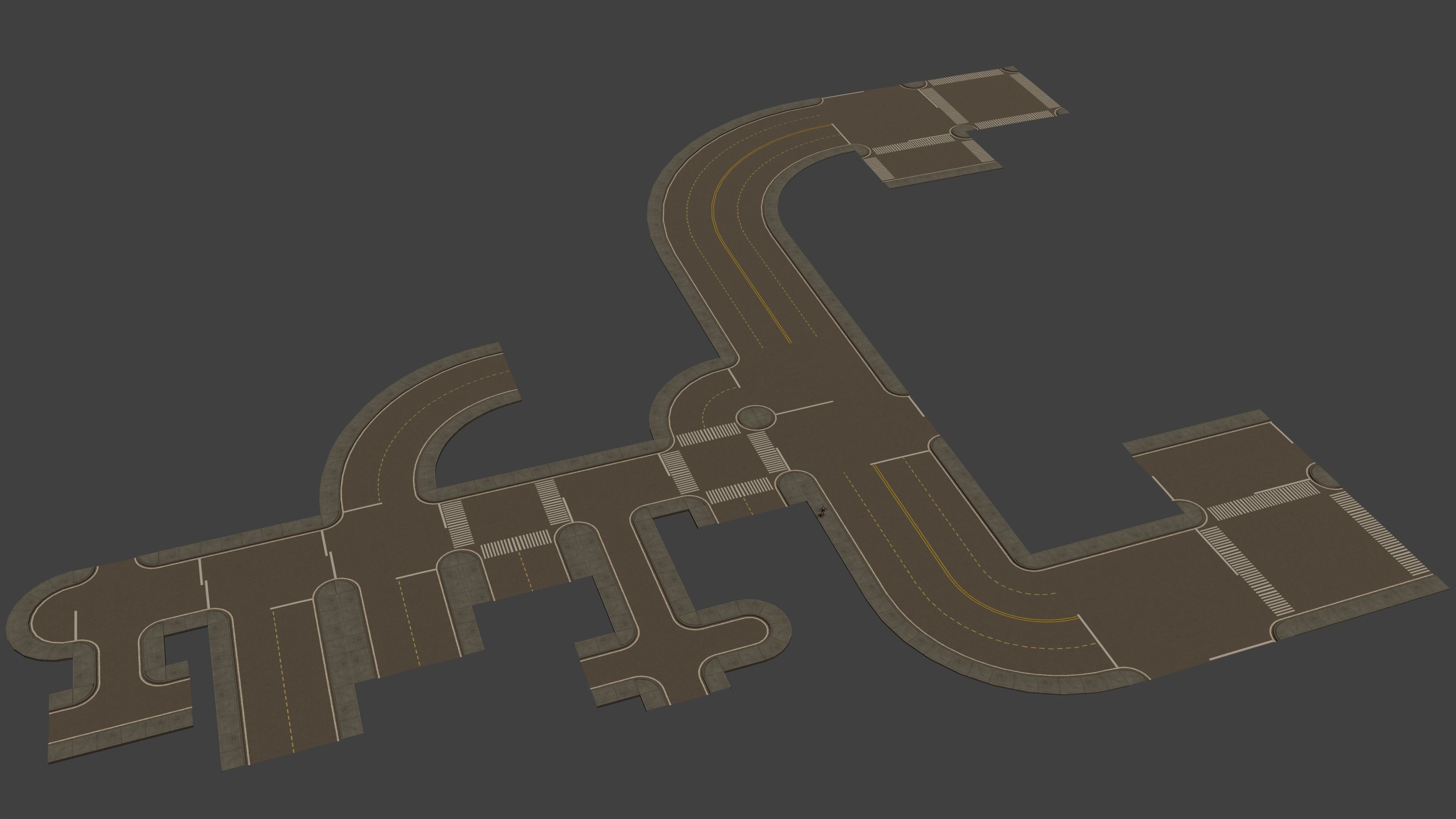 Modular Town Road Set Low-poly 3D model_3
