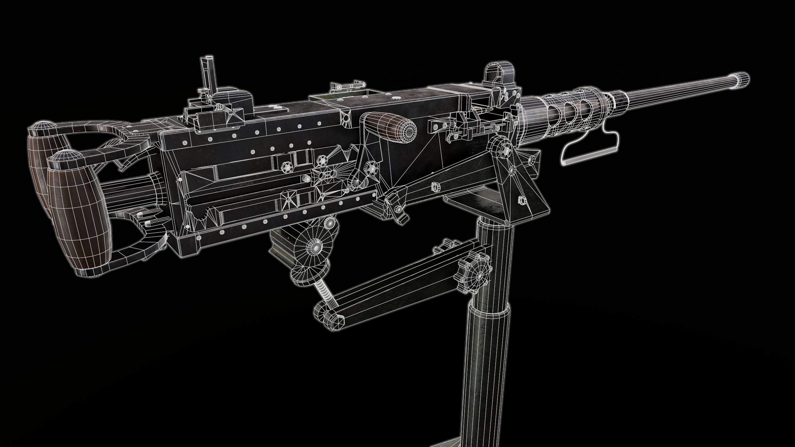 M2 Machine Gun Low-poly 3D model_1