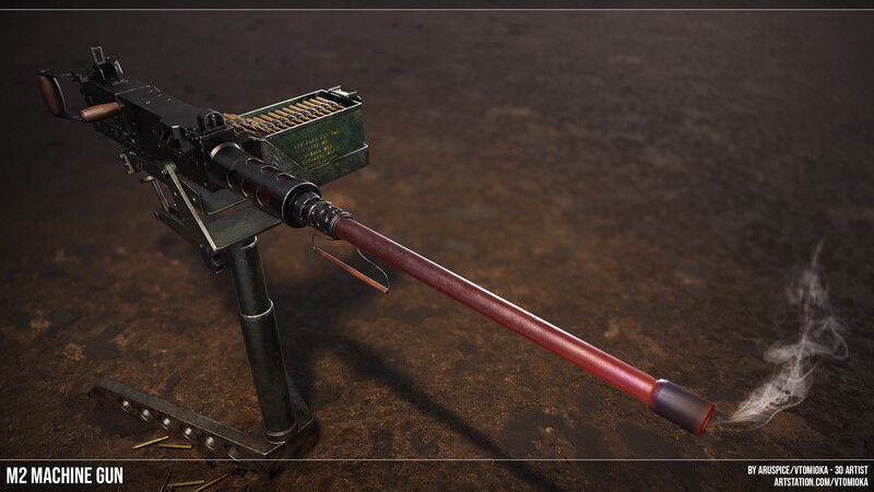 M2 Machine Gun Low-poly 3D model_5