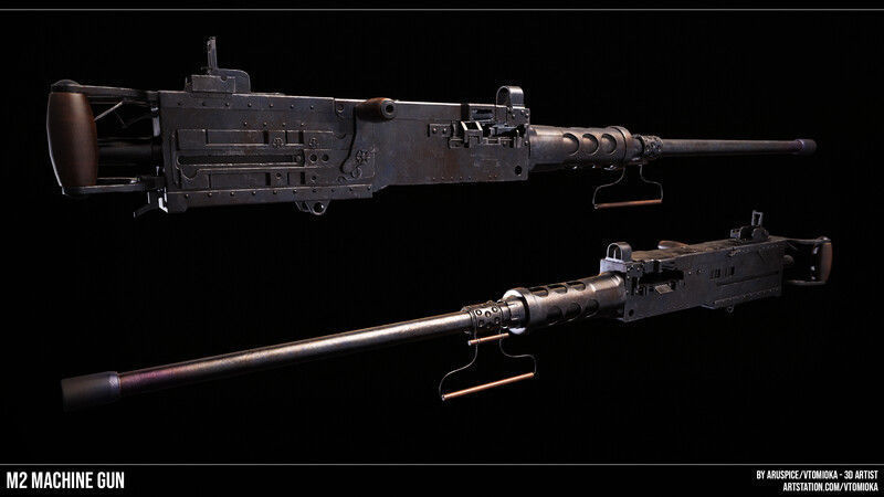 M2 Machine Gun Low-poly 3D model_6