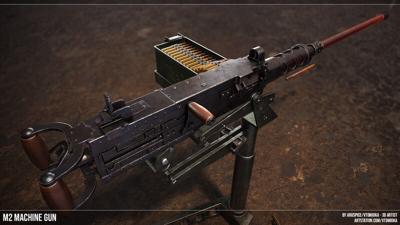 M2 Machine Gun Low-poly 3D model_4