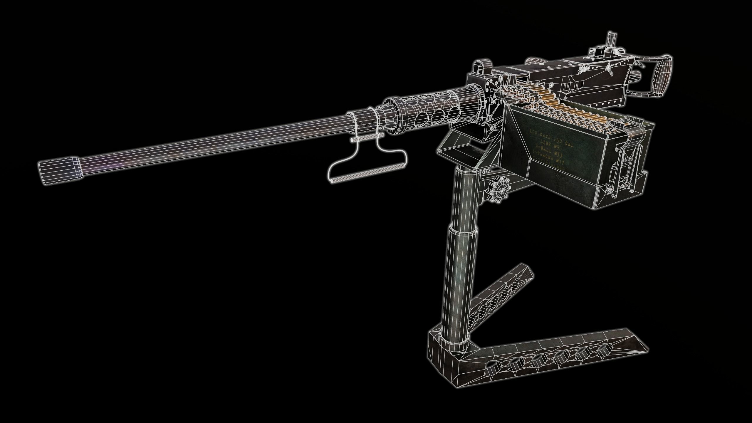M2 Machine Gun Low-poly 3D model_2