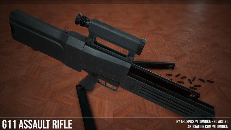 G11 Assault Rifle Low-poly 3D model_1