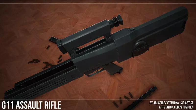 G11 Assault Rifle Low-poly 3D model_0