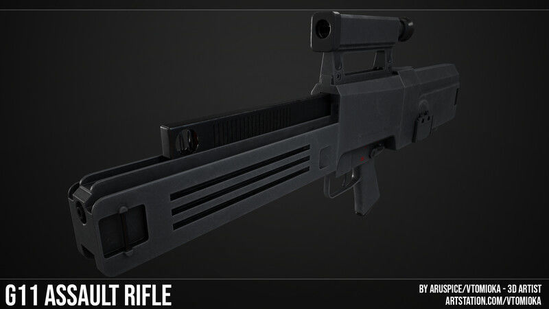 G11 Assault Rifle Low-poly 3D model_6