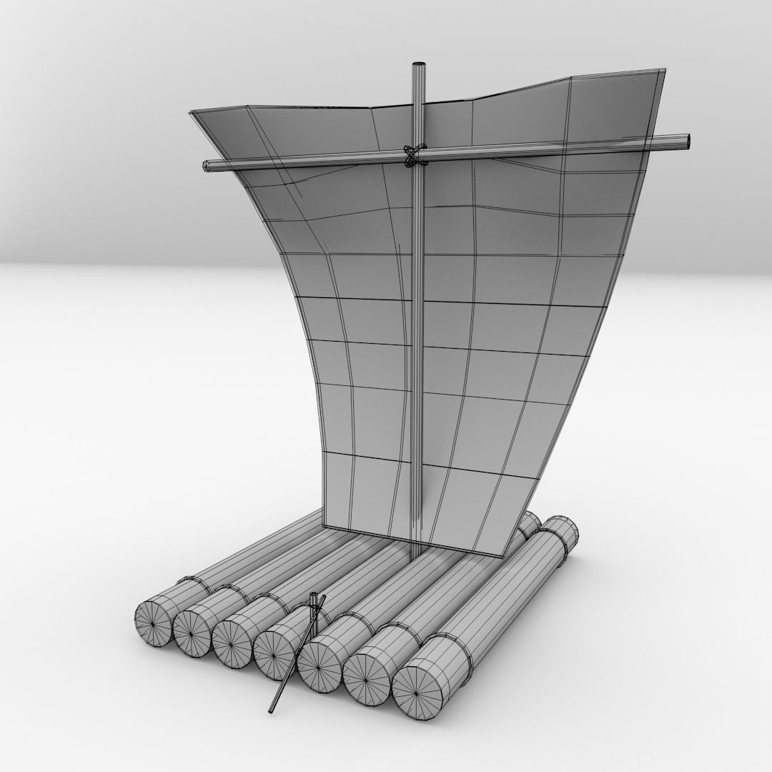 Raft With Sail 3D model_4