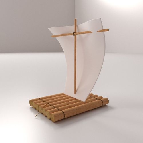 Raft With Sail 3D model