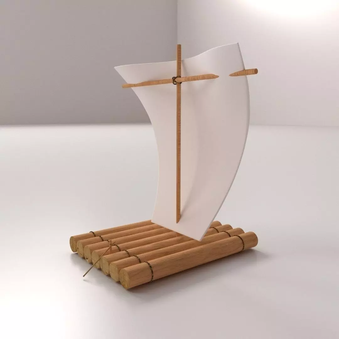 Raft With Sail 3D model_0