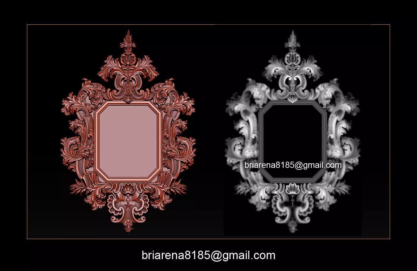 3D Frame - Wood Carving STL Model for CNC Router 3D print model_0