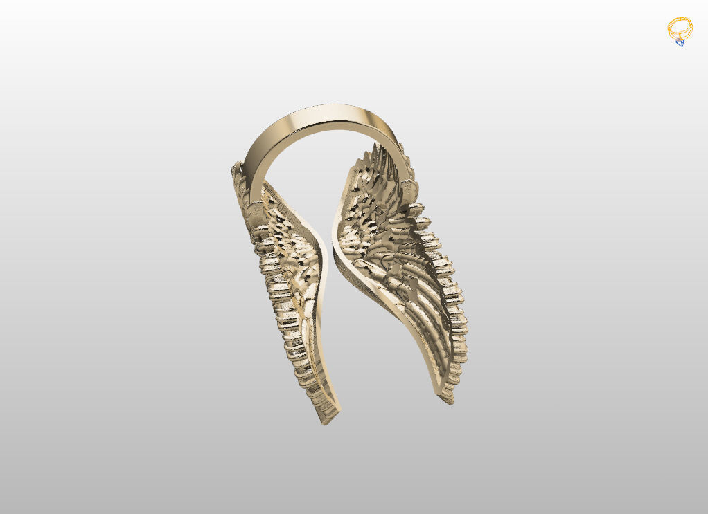 Angel wings ring 3D print model_17