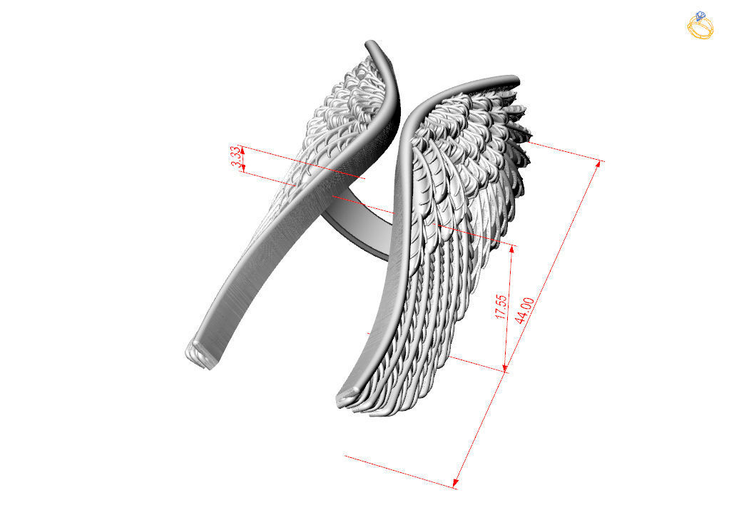 Angel wings ring 3D print model_6
